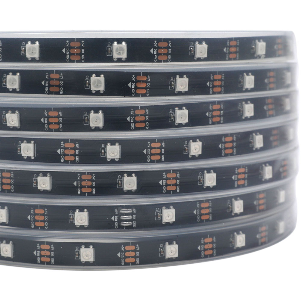 WS2812B DC5V Series Flexible LED Strip Lights, Programmable Pixel Full Color Chasing, Outdoor Waterproof Optional, 30LEDs/m 1.64-16.4ft Per Reel By Sale